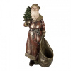 Clayre & Eef Vianočné dekorácie figúrka Santa s vrecom na darčeky a stromčekom - 24*17*47 cm - Clayre & Eef