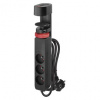 Predlžovací kábel 1,5m/3 zásuvky/vypínač/uchytenie na stôl/USB/čierny/PVC/1,5mm2