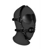 Ouch! Xtreme Blindfolded Head Harness with Solid Ball Gag Black