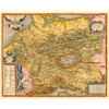 ABRAHAM ORTELIUS (1527–1598): Mapa historickej Germánie. Kolorovaná medirytina. Amsterdam, 1592. Druh potlače: Plagát rozmer 75x61 (papier posterový, 200g, satinovaný) - Reprodukcia dekoračnej histori