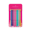 FABER-CASTELL trojhranné farbičky SPARKLE v kovovom kvetovom puzdre - 12 rôznych farieb