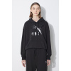 Mikina Puma CLASSICS Shiny Logo Hoodie dámska,čierna farba,s kapucňou,s potlačou,625595