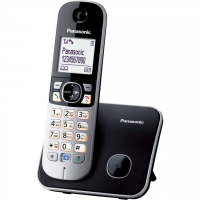 Panasonic KX-TG6811 digitálny telefón (redukcia šumu, záložná batéria, telefónny zoznam, filtrovanie hovorov), čierna a strieborná