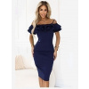 Numoco 599-3 CARMEN Priliehavé midi šaty v španielskom štýle - tmavomodré