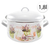 Perfect Home 14223 Smaltovaný hrniec 16cm, 1,8l + pokrievka, biely, levanduľa