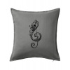 Husľový kľúč kvety - Vankúš 50x50 - 50x50 - Iba poťah ( Tmavosivý melír )