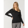 Dámsky čierny sveter s výstrihom do V 17588