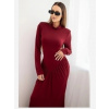 Kesi Włoski Dámska dlhá šaty z viskózy s golierom a odhalenými chrbtom bordová