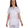 Košeľa chirurgická - dámska - biela s ružovým lemom - VYROBENÉ NA SLOVENSKU