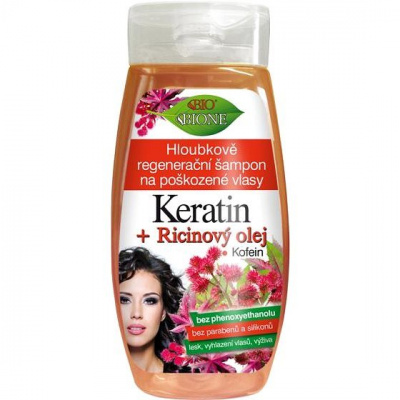 BIONE COSMETICS Bio Keratín + Ricínový olej Regeneračný šampón 260 ml