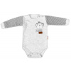 Baby Nellys Body dlhý rukáv Monkey sv. šedý melírek