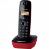 Panasonic KX-TG1611 bezdrôtový telefón DECT (ľahko použiteľný, telefónny zoznam 50 záznamov, podsvietený LCD displej, hodiny, budík), čierna a červená