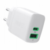 Green Cell 30W nabíječka do zásuvky 1x USB-C 1x USB-A bílá