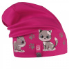 Dráče Bavlnená čiapka Dráča - Pepe 28, malinová, mačky Farba: Ružová, Veľkosť: 46-48