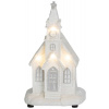 Dekorácia MagicHome Vianoce, Kostol biely, 4 LED teplá biela, 2xAAA, interiér, 10x9x17 cm, Sellbox 12 ks