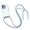 AppleMix Kryt pre Apple iPhone 14 Pro Max - Podpora MagSafe + šnúrka - gumový - priehľadný / modrý
