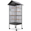 Oceľová voliéra pre vtákov so strechou, čierna, 66x66x155 cm-ForU-170409