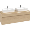 VILLEROY & BOCH Legato závesná skrinka pod dve umývadlá na dosku, 4 zásuvky, s LED osvetlením, 1600 x 500 x 550 mm, Nordic Oak, B677L0VJ