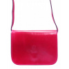 Kožená malá dámska crossbody kabelka fuchsiová růžová