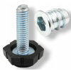 Nábytková nožička s regulátorom, závit M6x22 mm s puzdrom M6x10x13 mm, sada 20 ks