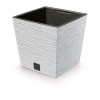 PROSPERPLAST Kvetináč FURU SQUARE LOW ECO WOOD 29,5cm biely