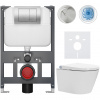 CERANO - Závesné WC s bidetom Cronus Standard - biela lesklá - tlačidlo Prime/Maxio, strieborné - závesné - nízky modul - predstenová inštalácia / sadrokartón - 59,3x38,4 cm