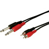 Monacor 0064990 audio prepojovací kábel [2x cinch zástrčka - 2x jack zástrčka 6,3 mm (mono)] 5 m čierna; 0064990