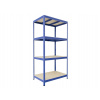 Kovový regál Biedrax 45 x 90 x 180 cm, modrý, 4 police OSB 10 mm, nosnosť 300 kg na policu