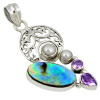Prívesok s Abalone mušľou, ametystom a perlou