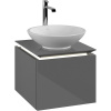 VILLEROY & BOCH Legato závesná skrinka pod umývadlo na dosku (umývadlo v strede), 1 zásuvka, s LED osvetlením, 450 x 500 x 380 mm, Glossy Grey, B565L0FP