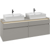 VILLEROY & BOCH Legato závesná skrinka pod dve umývadlá na dosku, 4 zásuvky, s LED osvetlením, 1600 x 500 x 550 mm, Soft Grey, B677L0VK