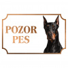 Doberman - Kovová tabuľka POZOR PES
