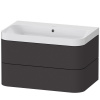 DURAVIT Happy D.2 Plus c-shaped závesná skrinka s nábytkovým umývadlom bez otvoru, 2 zásuvky, 775 x 490 x 480 mm, grafit super matná, HP4347N8080