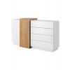 Laski Biela komoda so zásuvkami 3D F 2D4S s prvkami dub craft