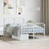 vidaXL Kovový rám postele s predným a zadným čelom biely 120x200 cm - Biela - 190010-123881