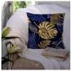 Obliečka na vankúš lístie monstery 40x40 cm zlaté listy na tmavomodrom podklade 40x40 cm Viacfarebná