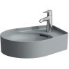 LAUFEN Val asymetrická umývadlová misa s otvorom, s prepadom, odkladacia plocha vpravo, 500 x 400 mm, matná grafitová, H8122817581041