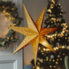 Solight vianočná hviezda zlatá, závesná, časovač, 60cm, 20x LED, 2x AA (1v295)
