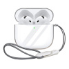 AppleMix Puzdro pre Apple AirPods 4 - karabína + textilný popruh - gumové - priehľadné