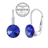 SILVEGO stříbrné náušnice se Swarovski® Crystals rivoli modré 8mm SILVEGOVSW076