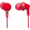 Panasonic RP-HJE125 káblové slúchadlá do uší (9 mm ovládače, dizajn ErgoFit, 3 páry mäkkých slúchadiel, kábel dlhý 1,1 m), červená