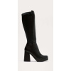 Čierne vysoké čižmy na hrubom podpätku #Veľkosť topánok 38.5 Farba Čierna