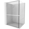 Mexen Kioto+, sprchová zástena Walk-In s poličkou a vešiakom 70 x 200 cm, 8mm číre sklo čierny vzor, biely profil, 800-070-121-20-70