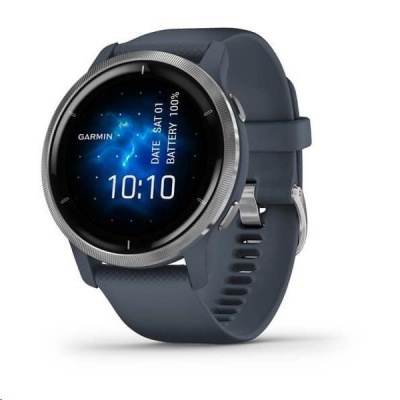Garmin GPS sportovní hodinky Venu2 Silver/Granite Blue Band, EU 010-02430-10