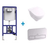 Villeroy & Boch O.Novo - závesné WC + spomaľovacie sedadlo + nádržka + tlačidlo lesklý chróm