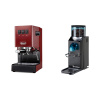 Gaggia New Classic EVO BC, red + Rancilio Rocky Doserless, black