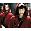 ZUTY Maľovanie podľa čísel - TOKIO VO VEDENÍ (La casa de papel) Rámovanie: bez rámu a bez vypnutia plátna, Rozmer: 80x100 cm