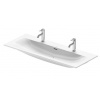 Duravit Viu - Dvojumývadlo, 123x49 cm, s prepadom, 2 otvory na batériu, WonderGliss, biela 23441200241