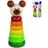 DETOA DŘEVO Baby pyramida navlékací věžička s barevnými kroužky Medvěd