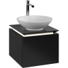 VILLEROY & BOCH Legato závesná skrinka pod umývadlo na dosku (umývadlo v strede), 1 zásuvka, s LED osvetlením, 450 x 500 x 380 mm, Black Matt Lacquer, B565L0PD